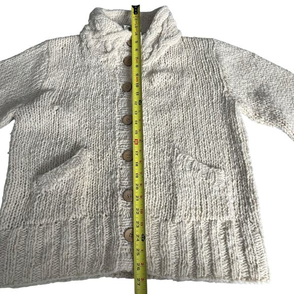 Carraig Donn Sweater Irish Hand Knit Wool Cardigan Women Large Cream Beige READ - Picture 3 of 16